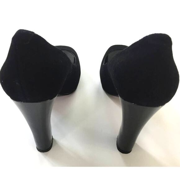 Nine West Black Suede Peep Toe Size 6 - Picture 3 of 6